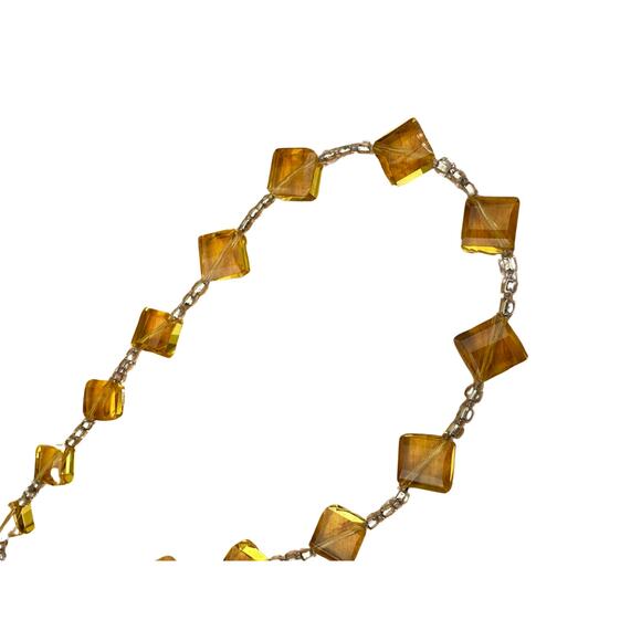 Yellow Glass Three Piece Jewelry Set Necklace, Bracelet, Earrings - Picture 5 of 9